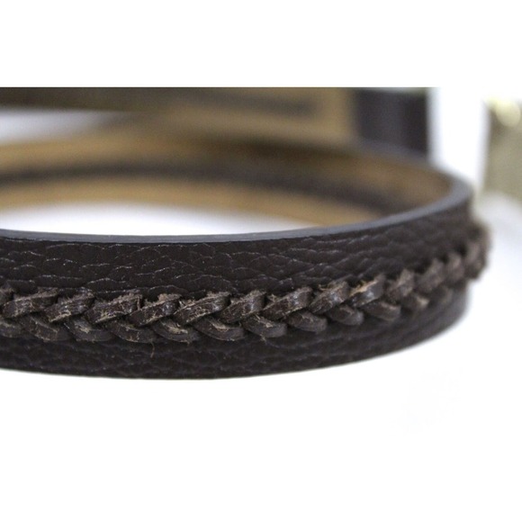 Michael Kors Logo Belt + Whipstitched Leather Goldtone L NWOT Metallic Backing - Picture 4 of 5